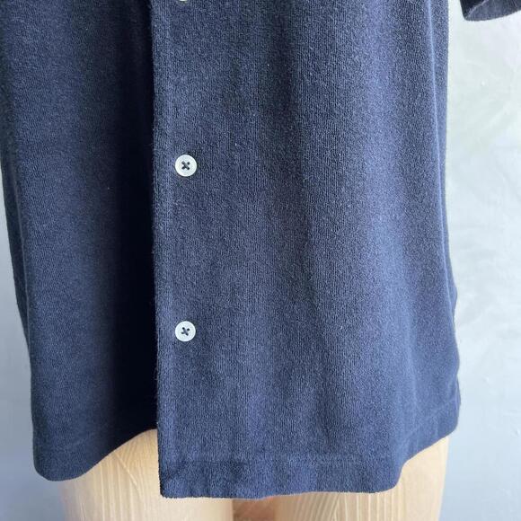 GAP Women's XS Blue Short Sleeve Button Down Shirt Top Terry Cloth Terrycloth - Picture 10 of 11